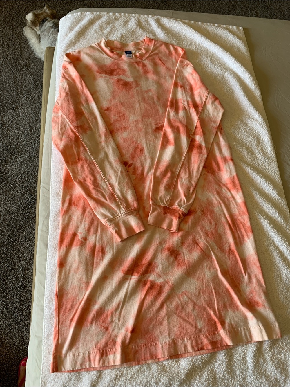 Old Navy Long Sleeve Tie-Dye T-shirt dress. - Peach, Pink.